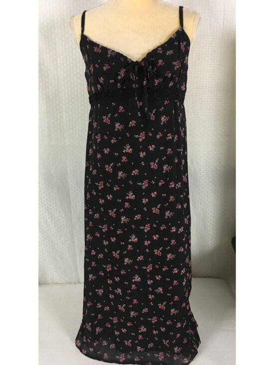 No Boundaries Dresses & Skirts - No Boundaries Dress Size M  Black w Pink Red Flowers High Waist Sleeveless New